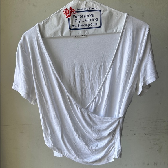 Vetior White Wrap Gathered Top - 100% Modal - Picture 1 of 5